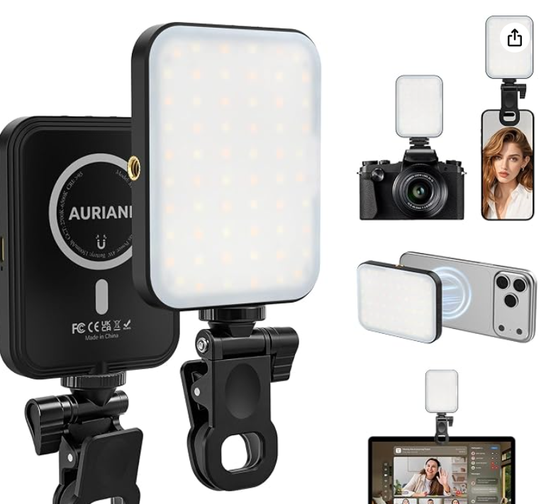Auriani Luz Magnética para Selfies — 6 Modos, 12 Níveis